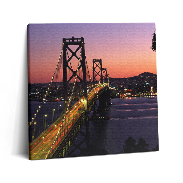 Obraz na plátně 60x60 cm Sanfranciský most a západ slunce