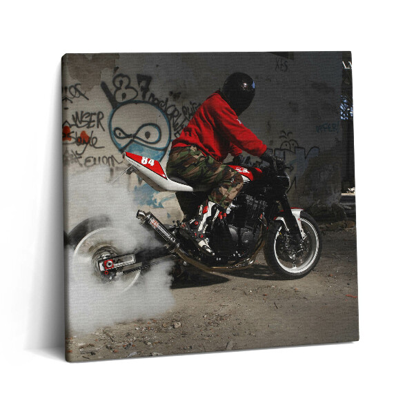 Obraz na plátně 60x60 cm Muž na motorce a graffiti