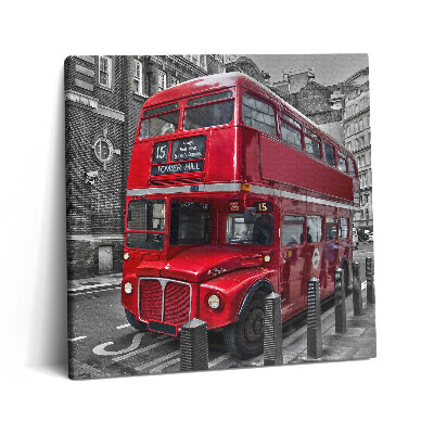 Obraz canvas 60x60 cm Červený dvoupatrový autobus