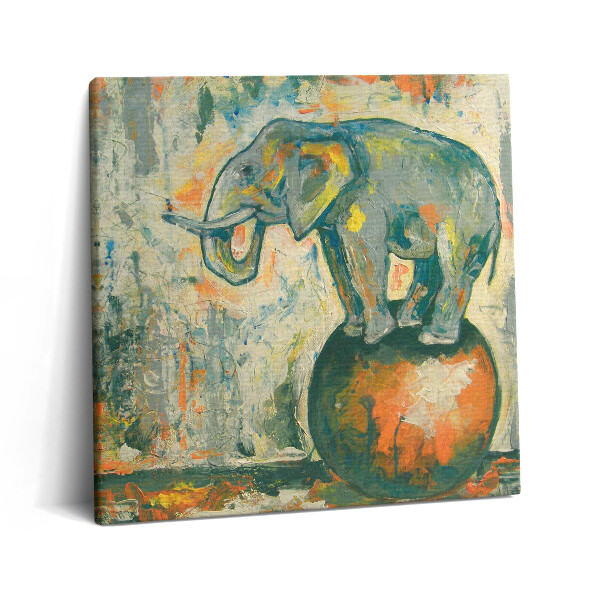 Obraz na plátně 60x60 cm Malovaná postava slona na kouli