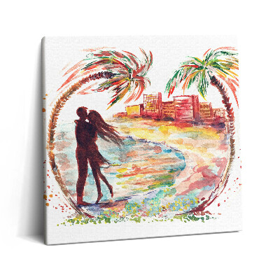 Obraz z fotografie na plátně 60x60 cm Akvarel lásky na pláži v Miami