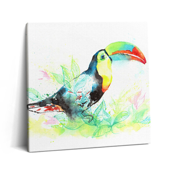 Obraz na plátně 60x60 cm Akvarel s tukanem a trávou