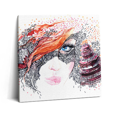 Obraz canvas 60x60 cm Abstraktní sladká žena s dortem