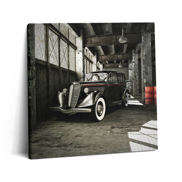 Obraz z fotografie na plátně 60x60 cm Klasické auto ve staré továrně