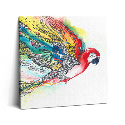 Obraz canvas 60x60 cm Akvarel barevný papoušek v letu