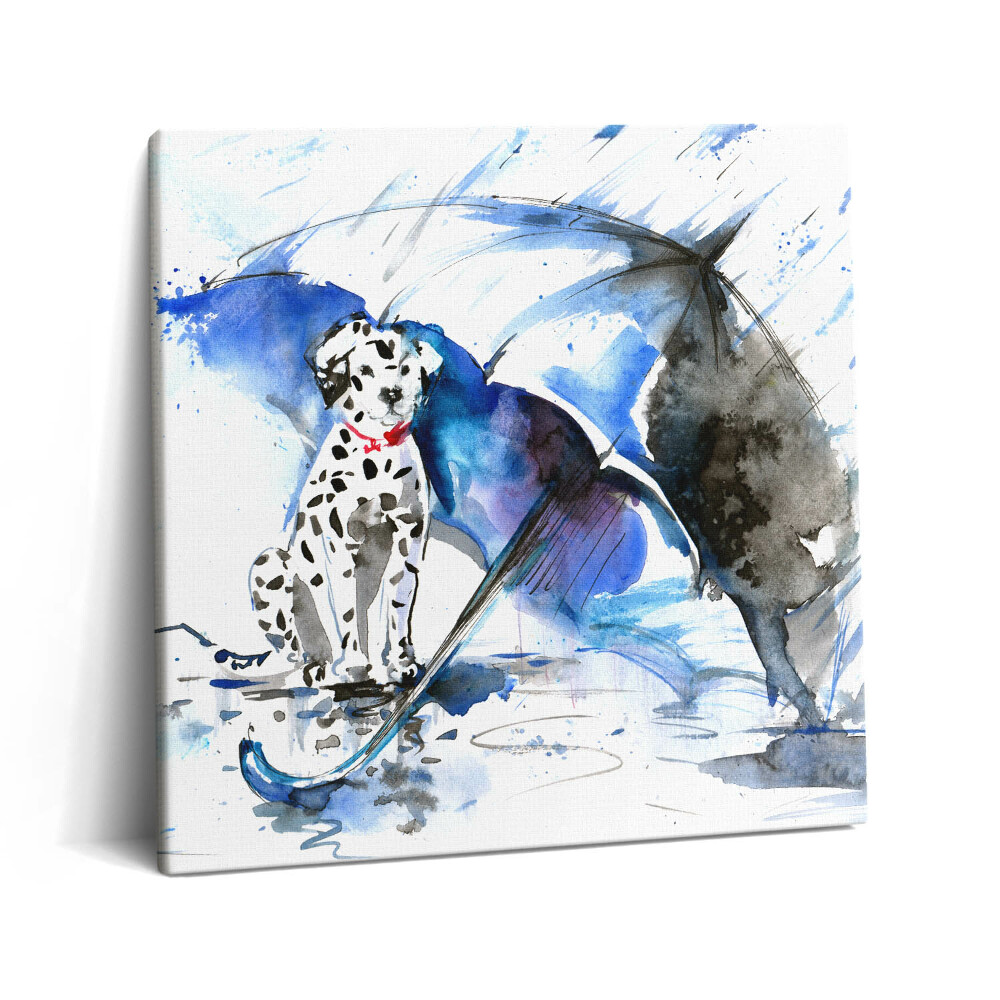 Obraz canvas 60x60 cm Dalmatinský akvarel pod deštníkem