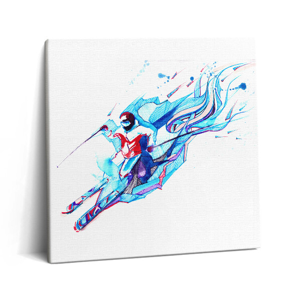 Obraz canvas 60x60 cm Ilustrace lyžaře