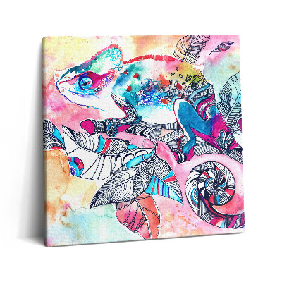 Obraz na plátně 60x60 cm Chameleon na větvi