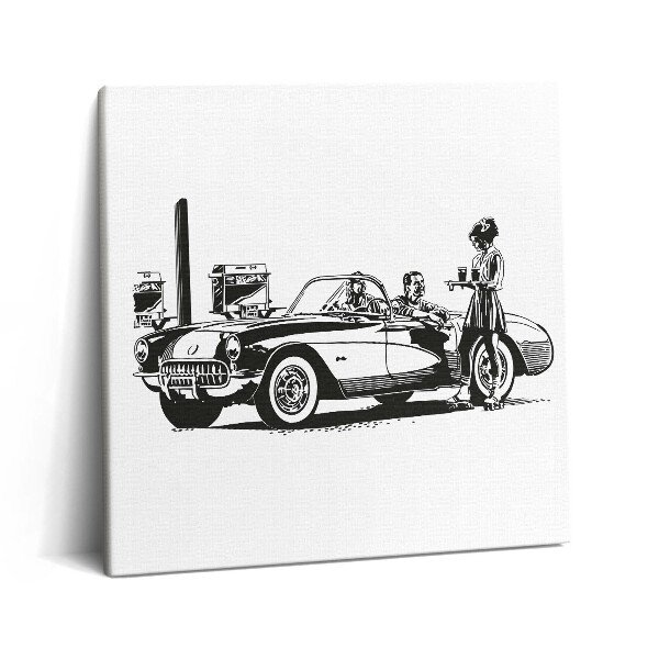 Obraz na plátně 60x60 cm Ilustrace retro automobilu