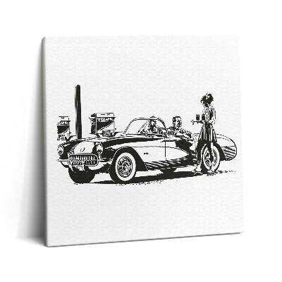 Obraz na plátně 60x60 cm Ilustrace retro automobilu