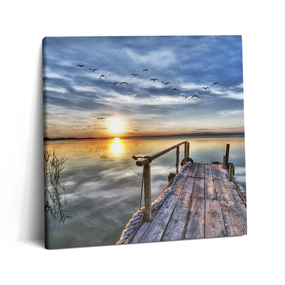 Obraz z fotografie na plátně 60x60 cm Západ slunce nad jezerem