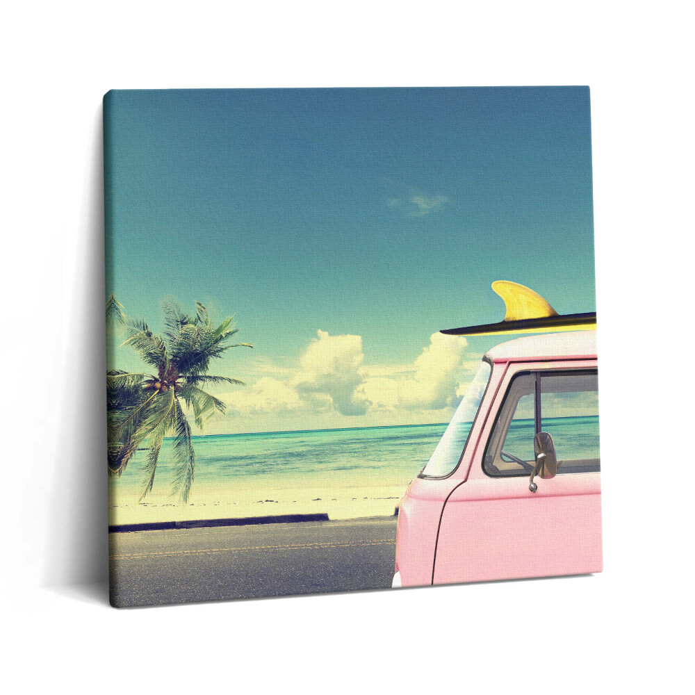 Obraz canvas 60x60 cm Auto se surfovacím prknem