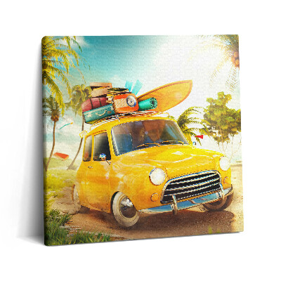 Obraz z fotografie na plátně 60x60 cm Auto se surfovacím prknem