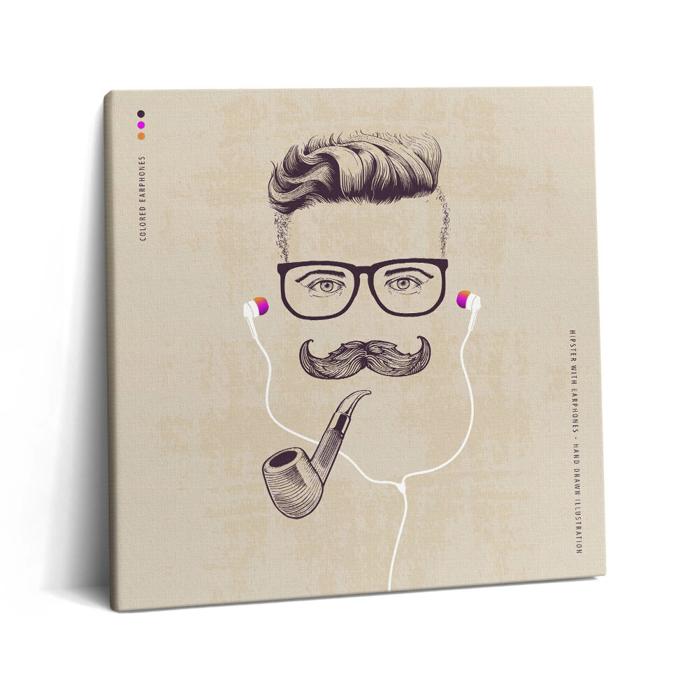 Obraz canvas 60x60 cm Muž s dýmkou a sluchátky