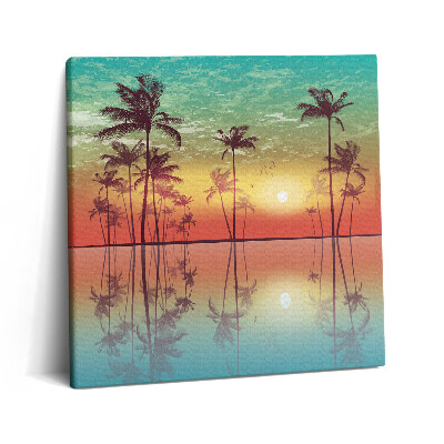 Obraz canvas 60x60 cm Tropické palmy při západu slunce
