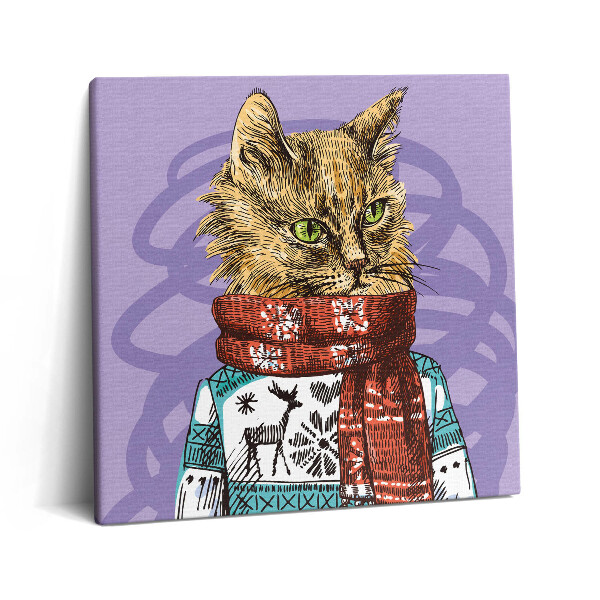 Obraz na plátně 60x60 cm Kočka v šátku