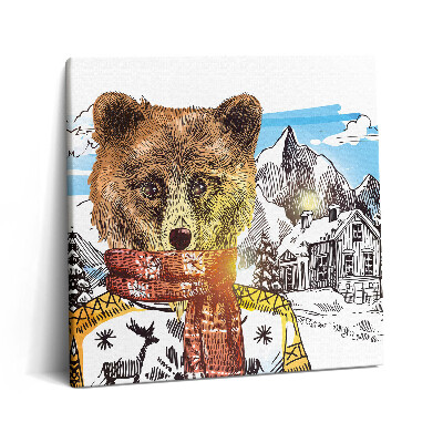 Obraz na plátně 60x60 cm Medvěd v šále