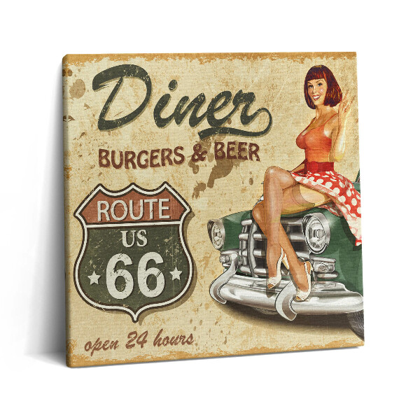 Obraz z fotografie na plátně 60x60 cm Vintage plakát Route 66