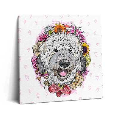 Obraz na plátně 60x60 cm Šťastný pes v květinách