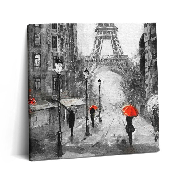 Obraz na plátně 60x60 cm Ulice Paříže a Eiffelova věž