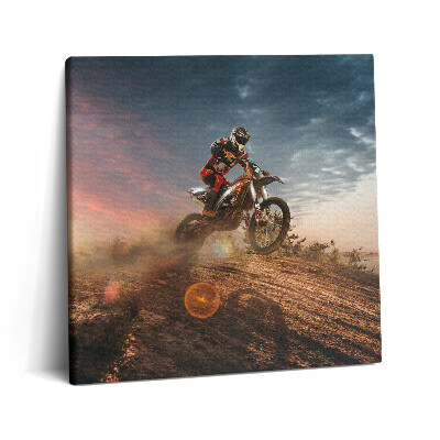 Obraz z fotografie na plátně 60x60 cm Muž na motorce a v poušti