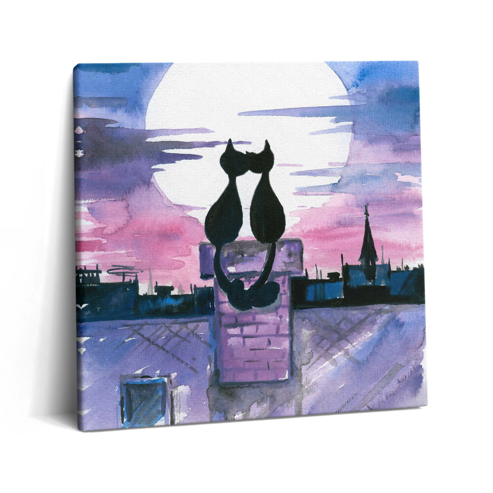 Obraz na plátně 60x60 cm Kočky hledící na měsíc