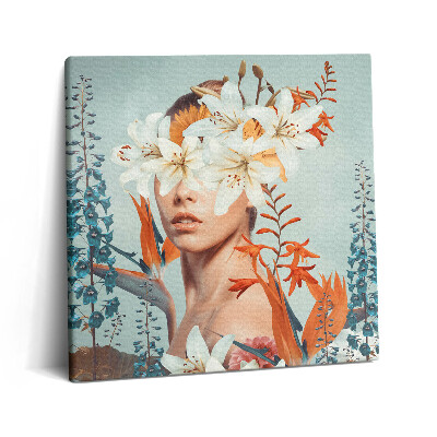 Obraz canvas 60x60 cm Abstraktní žena s květinami