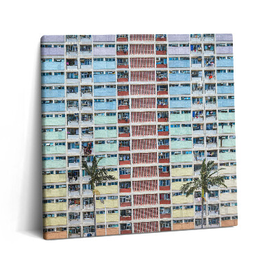 Obraz canvas 60x60 cm Barevná budova v Hongkongu