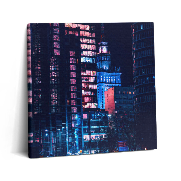 Obraz z fotografie na plátně 60x60 cm Varšava v noci
