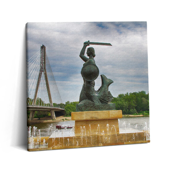 Obraz na plátně 60x60 cm Socha mořské panny ve Varšavě