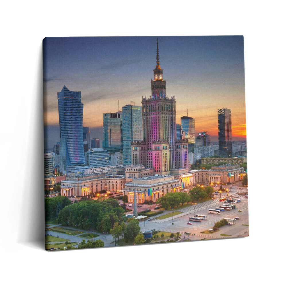 Obraz na plátně 60x60 cm Panorama západu slunce ve Varšavě