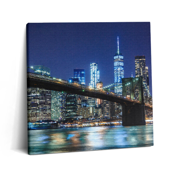 Obraz canvas 60x60 cm Brooklynský most v New Yorku v noci