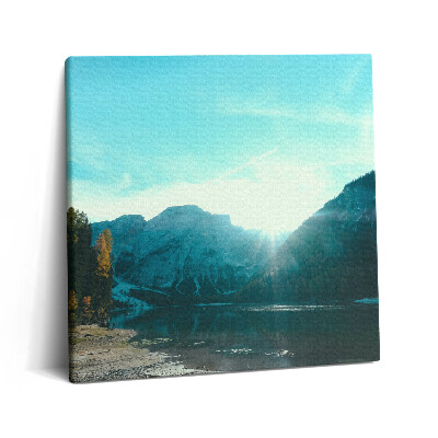 Obraz na plátně 60x60 cm Hora a řeka v Polsku