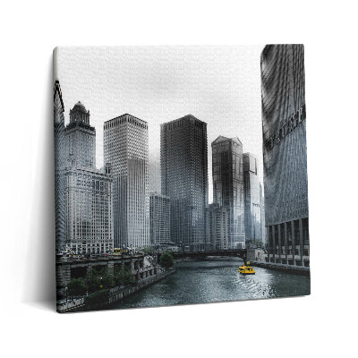 Obraz z fotografie na plátně 60x60 cm Loď s panoramatem města