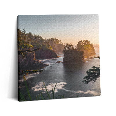 Obraz canvas 60x60 cm Krajina skal a západu slunce