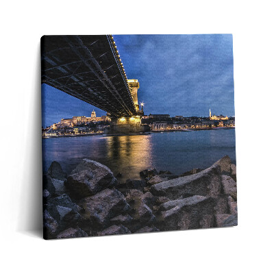 Obraz canvas 60x60 cm Skalnaté pobřeží pod mostem