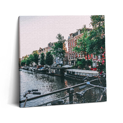 Obraz canvas 60x60 cm Jízdní kola na mostě