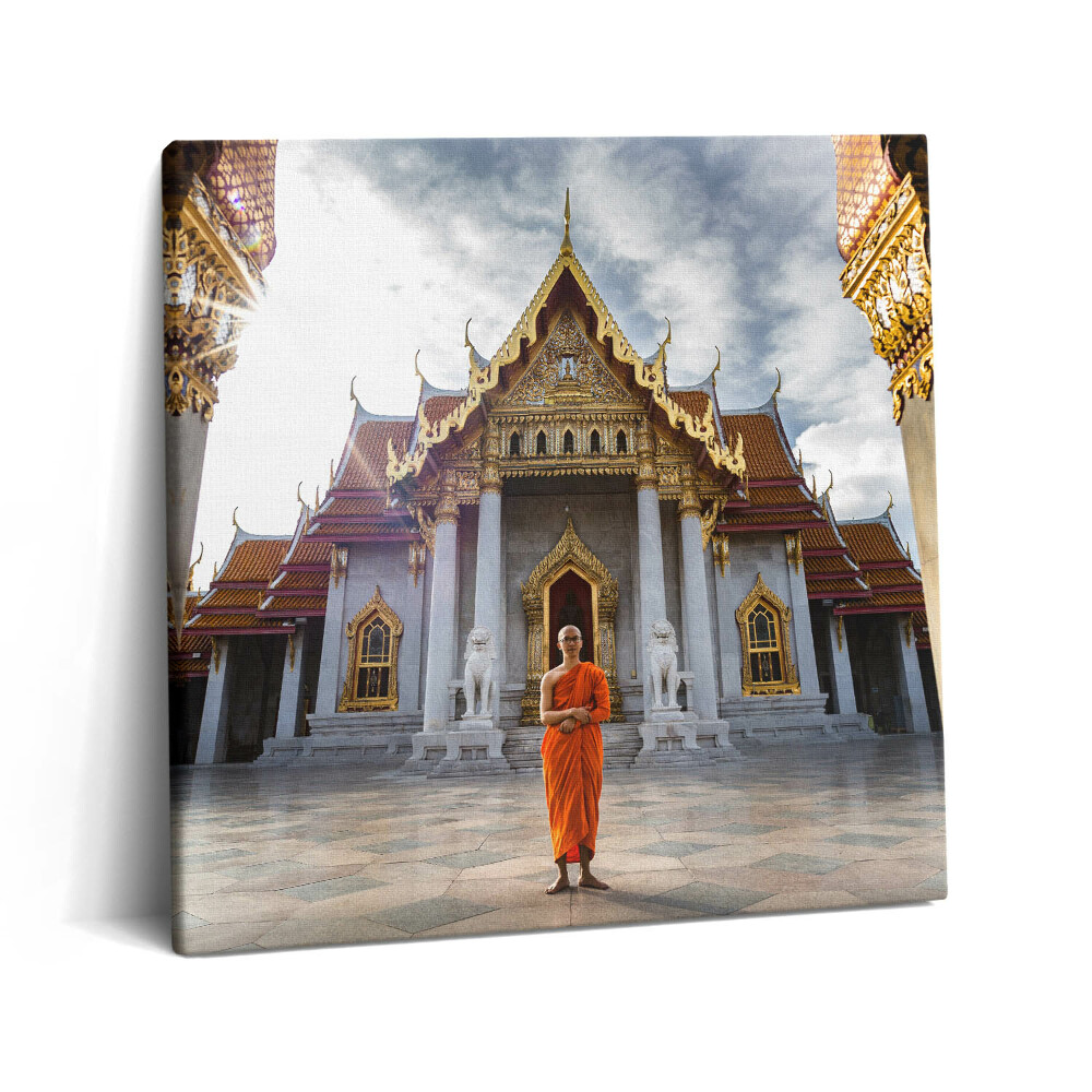 Obraz na plátně 60x60 cm Mnich před chrámem