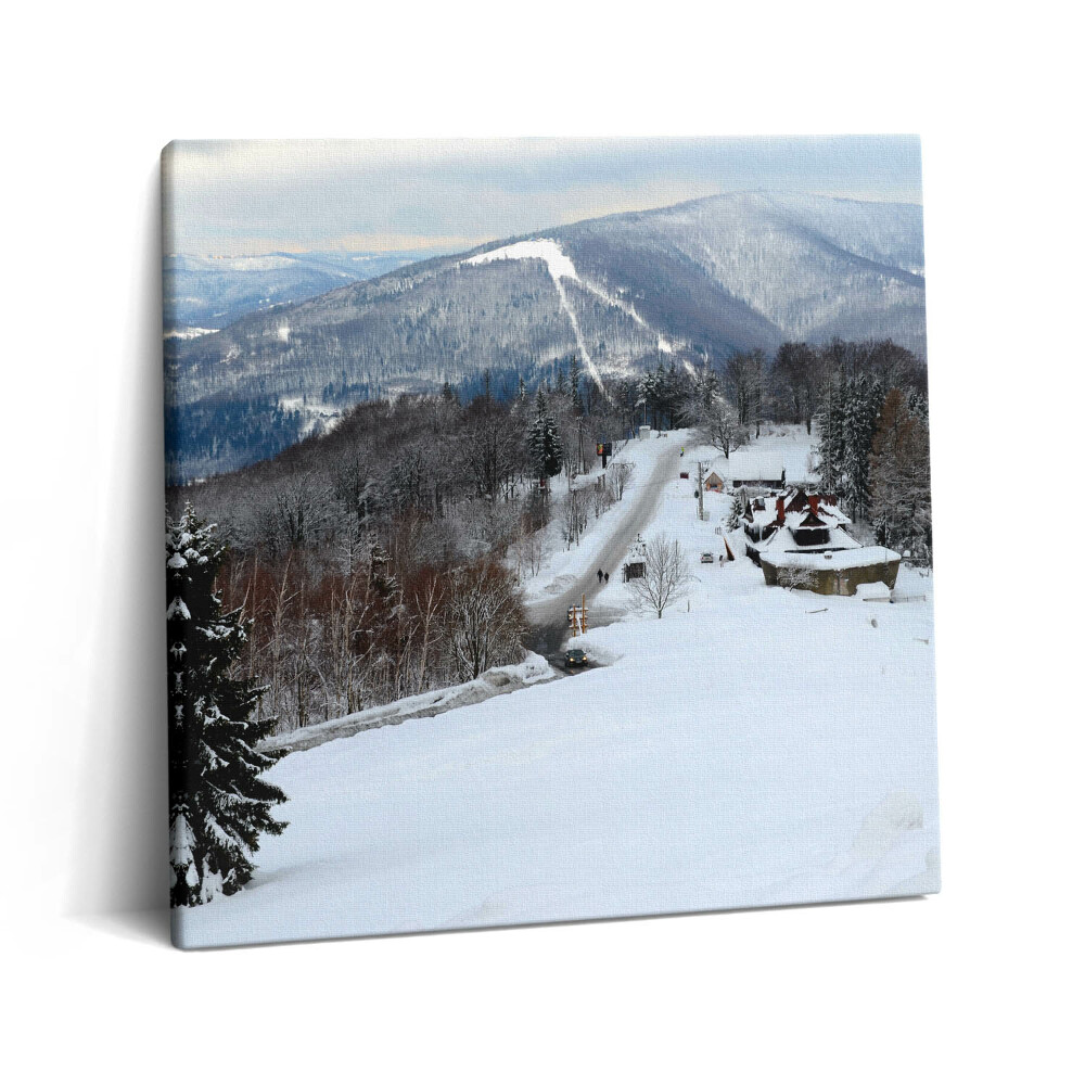 Obraz z fotografie na plátně 60x60 cm Slezské Beskydy Ustroń zima
