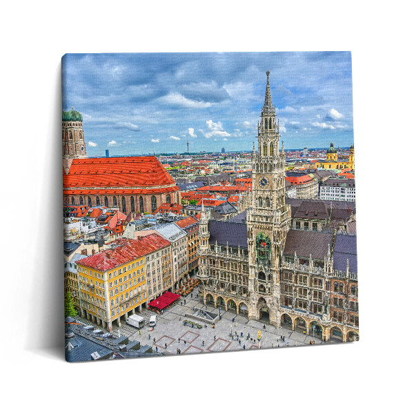 Obraz z fotografie na plátně 60x60 cm Radnice na Mariánském náměstí v Mnichově