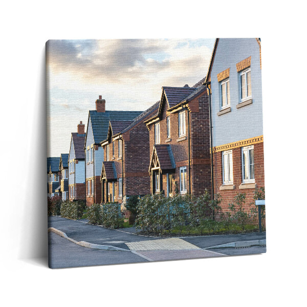 Obraz na plátně 60x60 cm Domy v Anglii při západu slunce