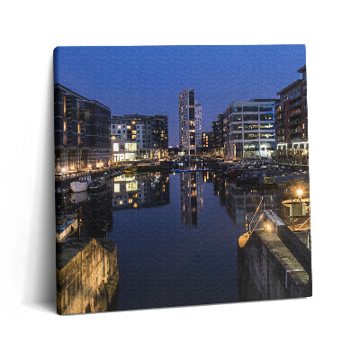 Obraz canvas 60x60 cm Město Leeds je v noci osvětlené