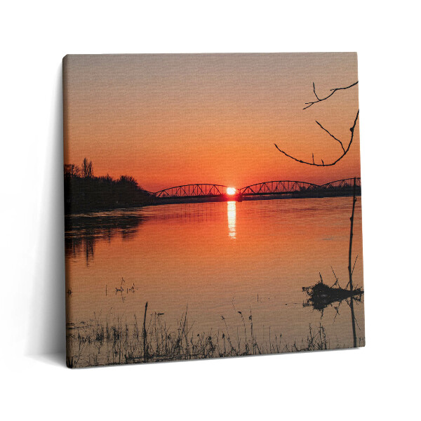 Obraz z fotografie na plátně 60x60 cm Jezerní krajina při západu slunce