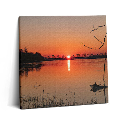 Obraz z fotografie na plátně 60x60 cm Jezerní krajina při západu slunce