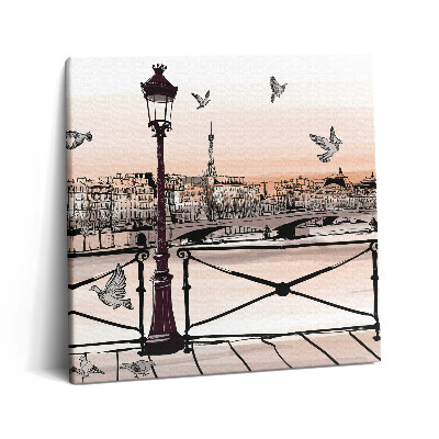 Obraz z fotografie na plátně 60x60 cm Západ slunce nad Seinou