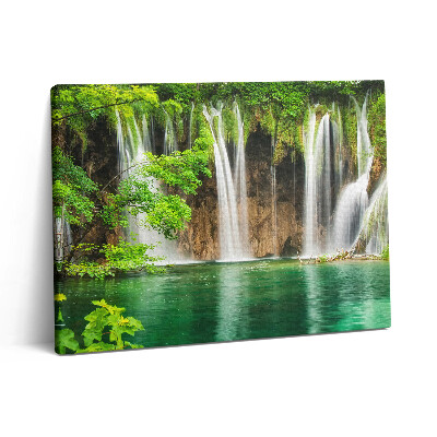 Obraz z fotografie na plátně 80x60 cm Příroda - vodopád a jezerní vegetace
