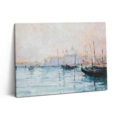 Obraz z fotografie na plátně 80x60 cm Benátské gondoly olejomalba