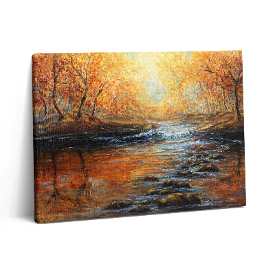 Obraz canvas 80x60 cm Podzimní les malovaný barvami