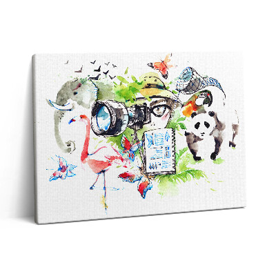 Obraz canvas 80x60 cm Akvarel zvířecí příroda a zoolog