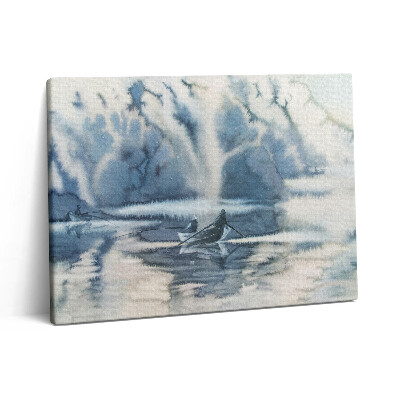 Obraz na plátně 80x60 cm Zimní jezero a loď